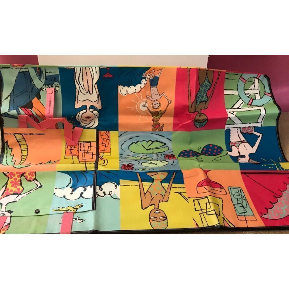 Vintage Nordstrom Foldable Beach Mat w/Snap & Handles Retro Bold Graphic NWOT